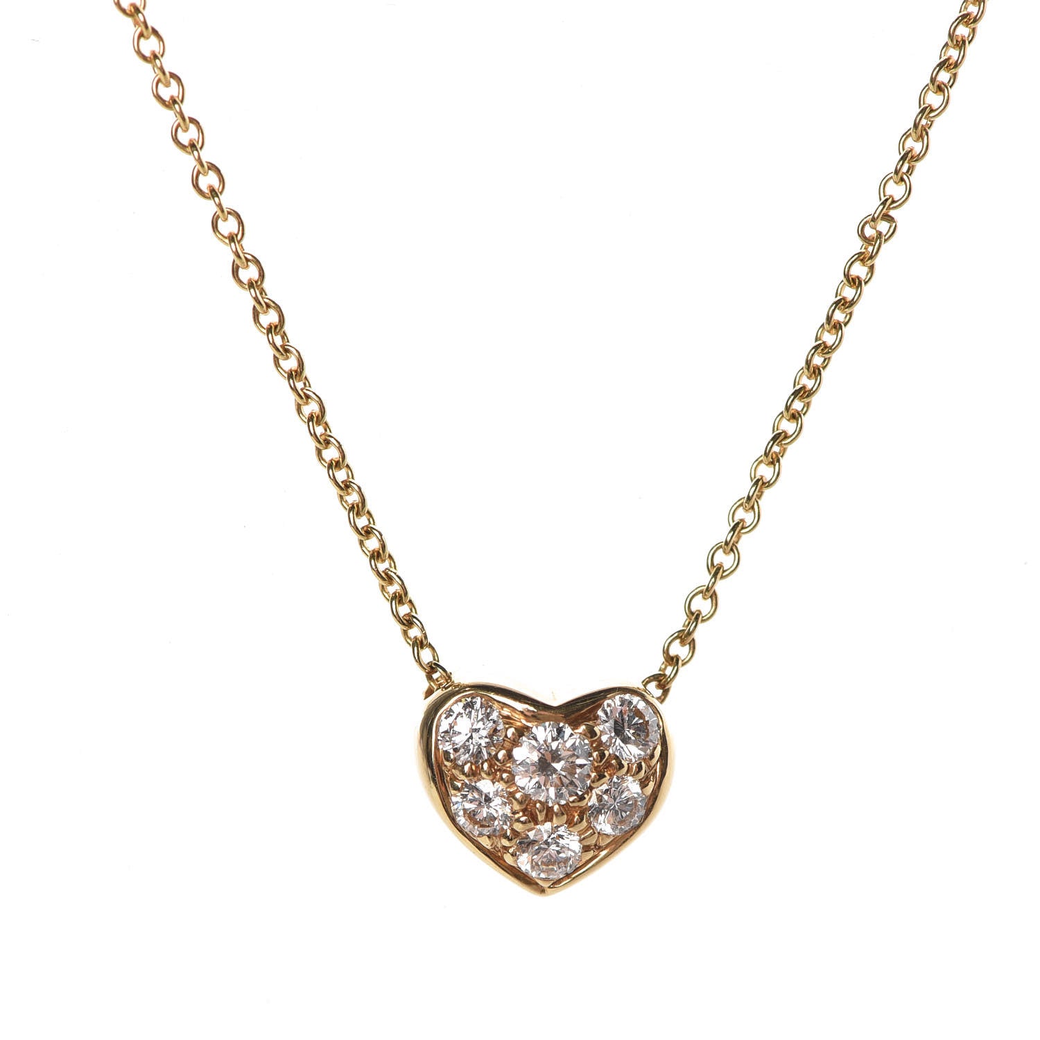 Tiffany 18K Yellow Gold Diamond Heart Pendant Necklace 4 of 6