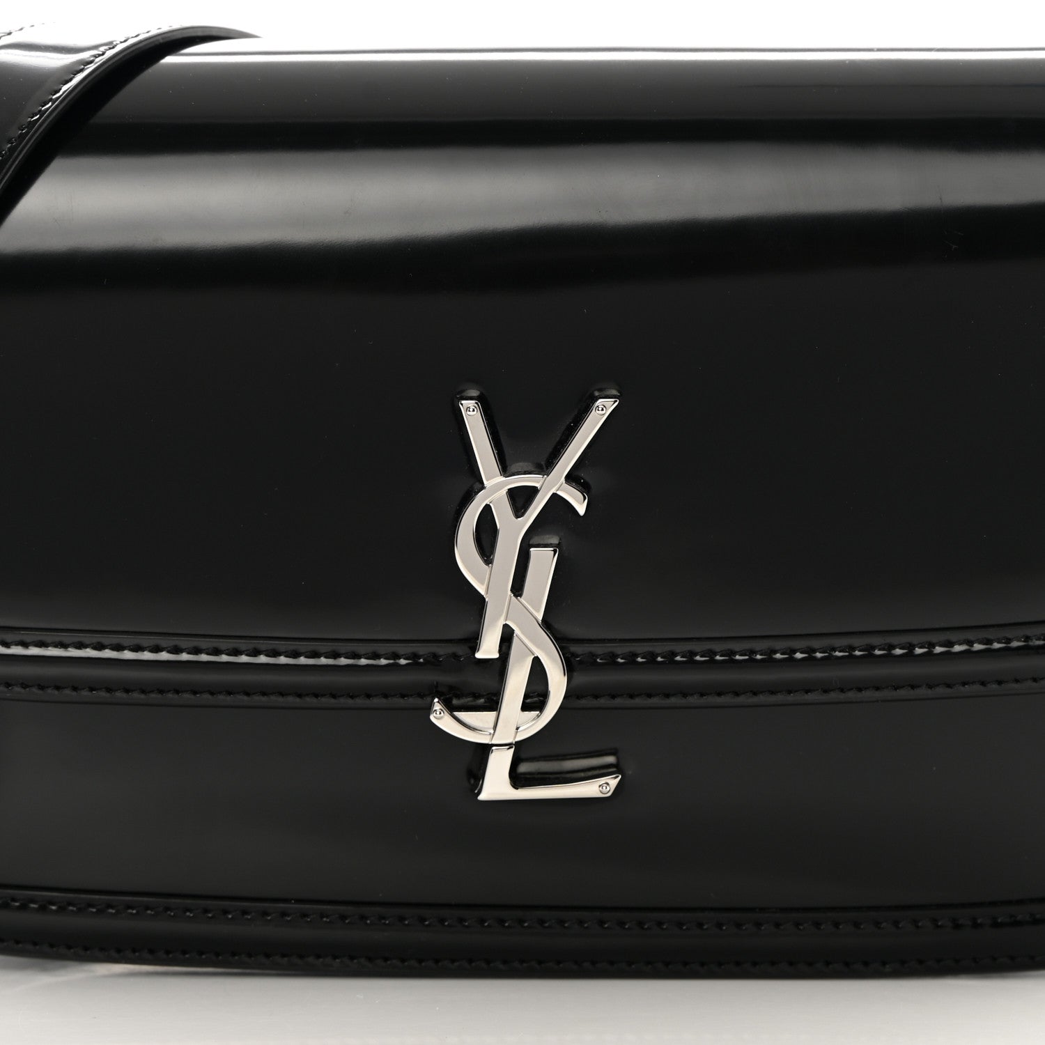 Saint Laurent Glazed Calfskin Monogram Medium Solferino Satchel Black 7 of 10