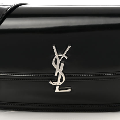 Saint Laurent Glazed Calfskin Monogram Medium Solferino Satchel Black 7 of 10