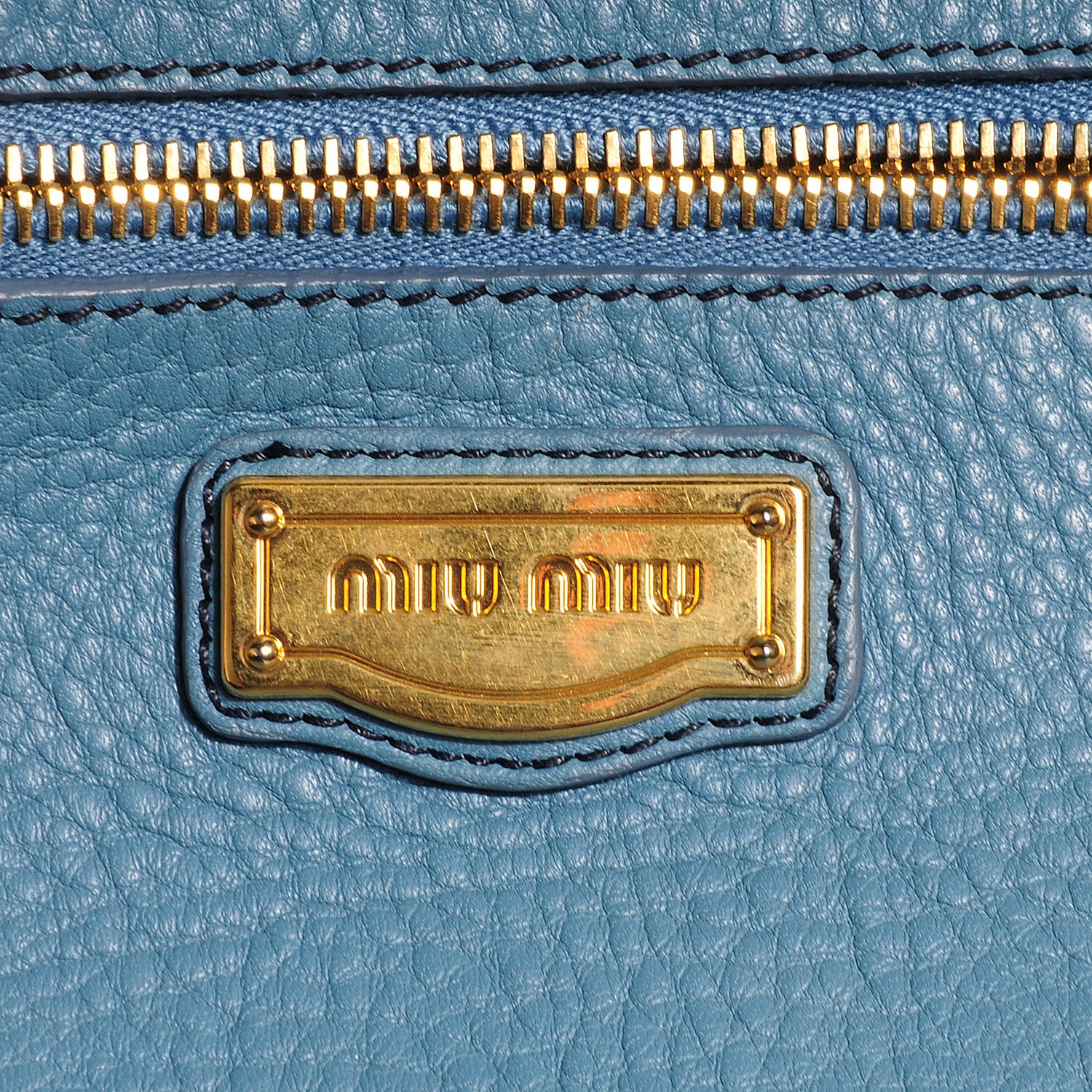 Miu Miu Vitello Daino Bi-Color Shopping Tote Blue 9 of 11