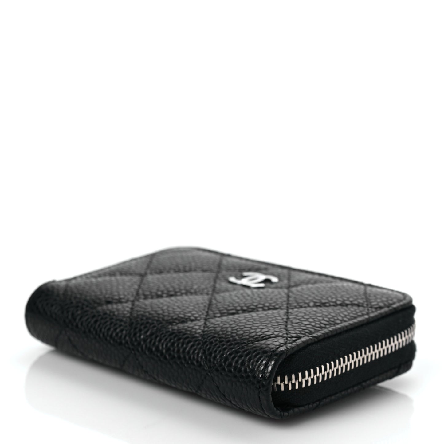 Caviar Quilted Zip Coin Purse Black