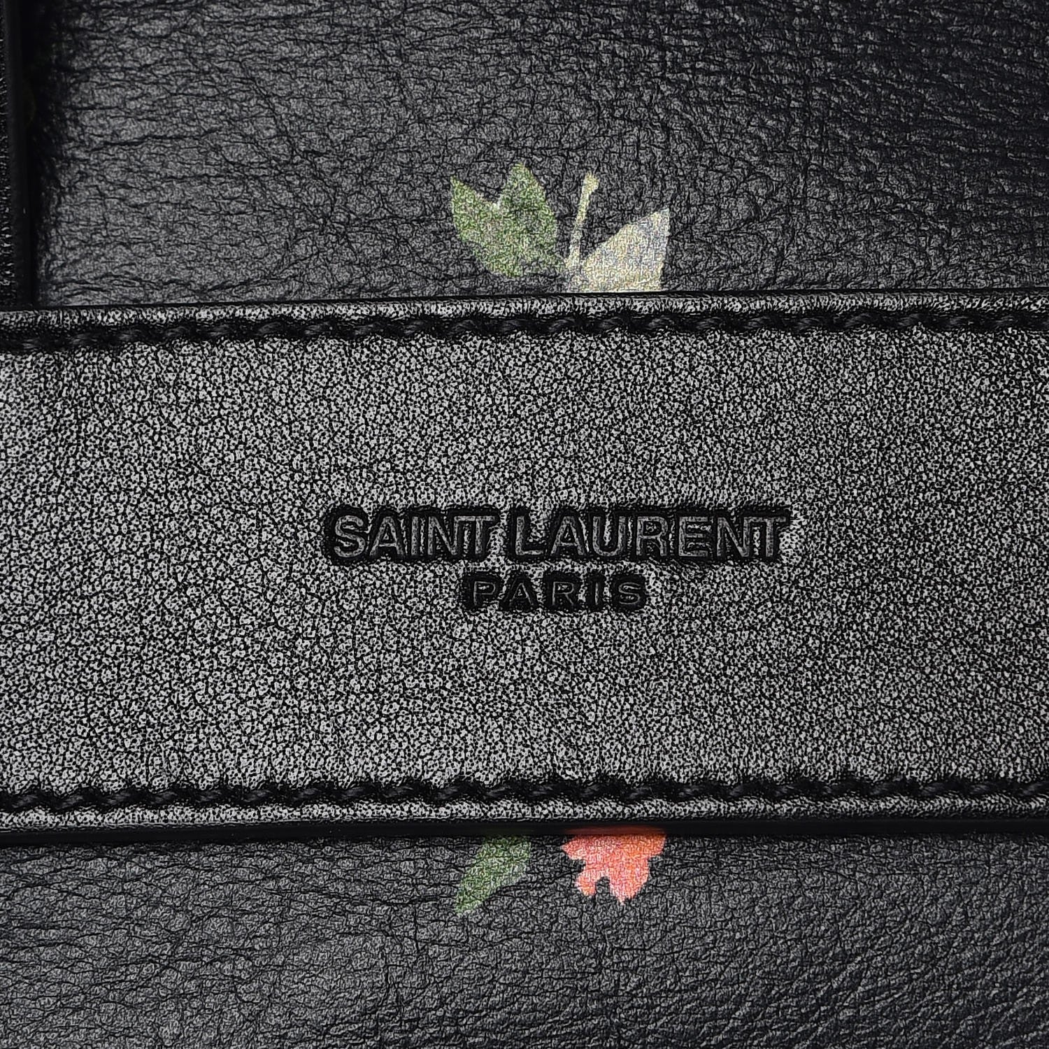 Saint Laurent Calfskin Prairie Flower Printed Festival Backpack Black Multicolor 9 of 13