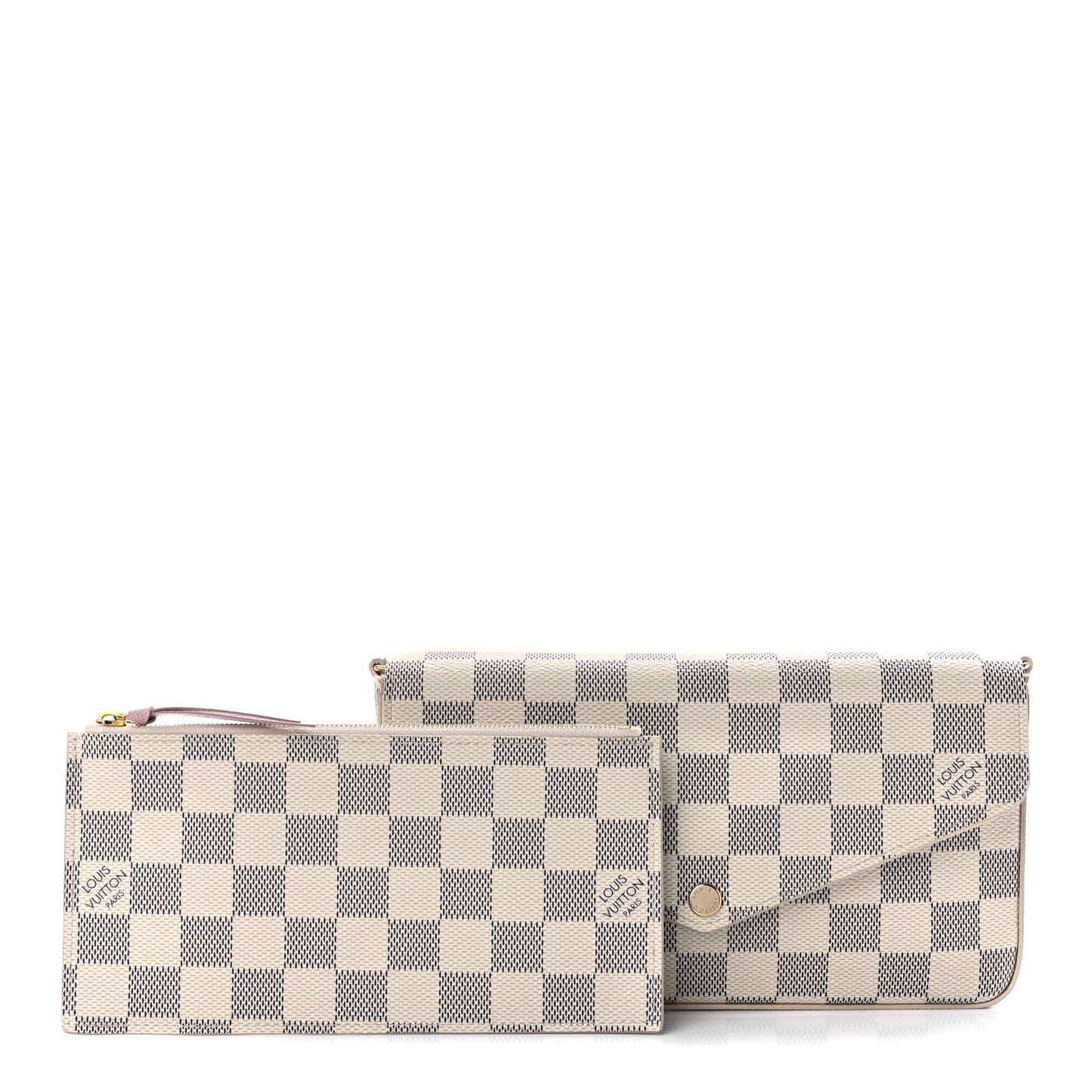 Damier Azur Pochette Felicie Chain Wallet Rose Ballerine