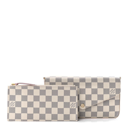 Louis Vuitton Damier Azur Pochette Felicie Chain Wallet Rose Ballerine 1 of 12
