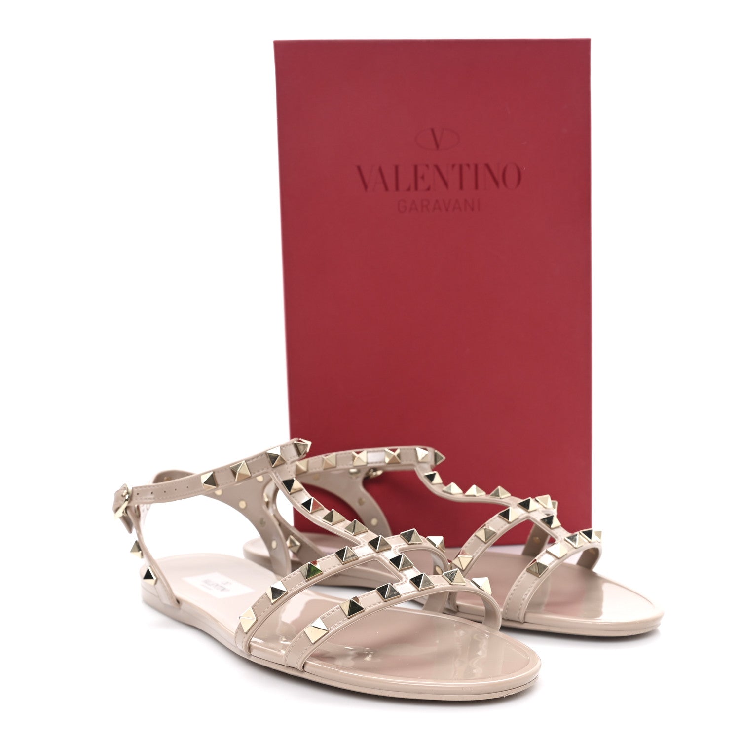 Valentino Garavani PVC Jelly Rockstud Caged Sandals 40 Poudre 9 of 9