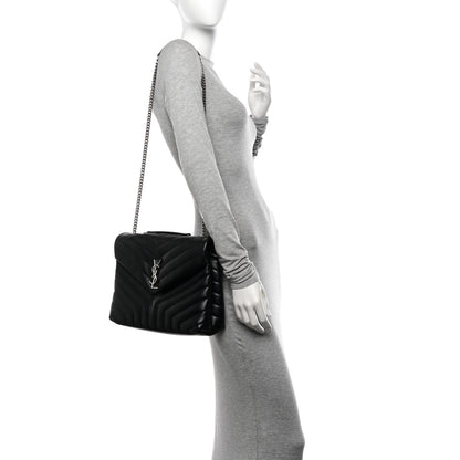 Saint Laurent Calfskin Y Quilted Monogram Medium Loulou Chain Satchel Black 2 of 11