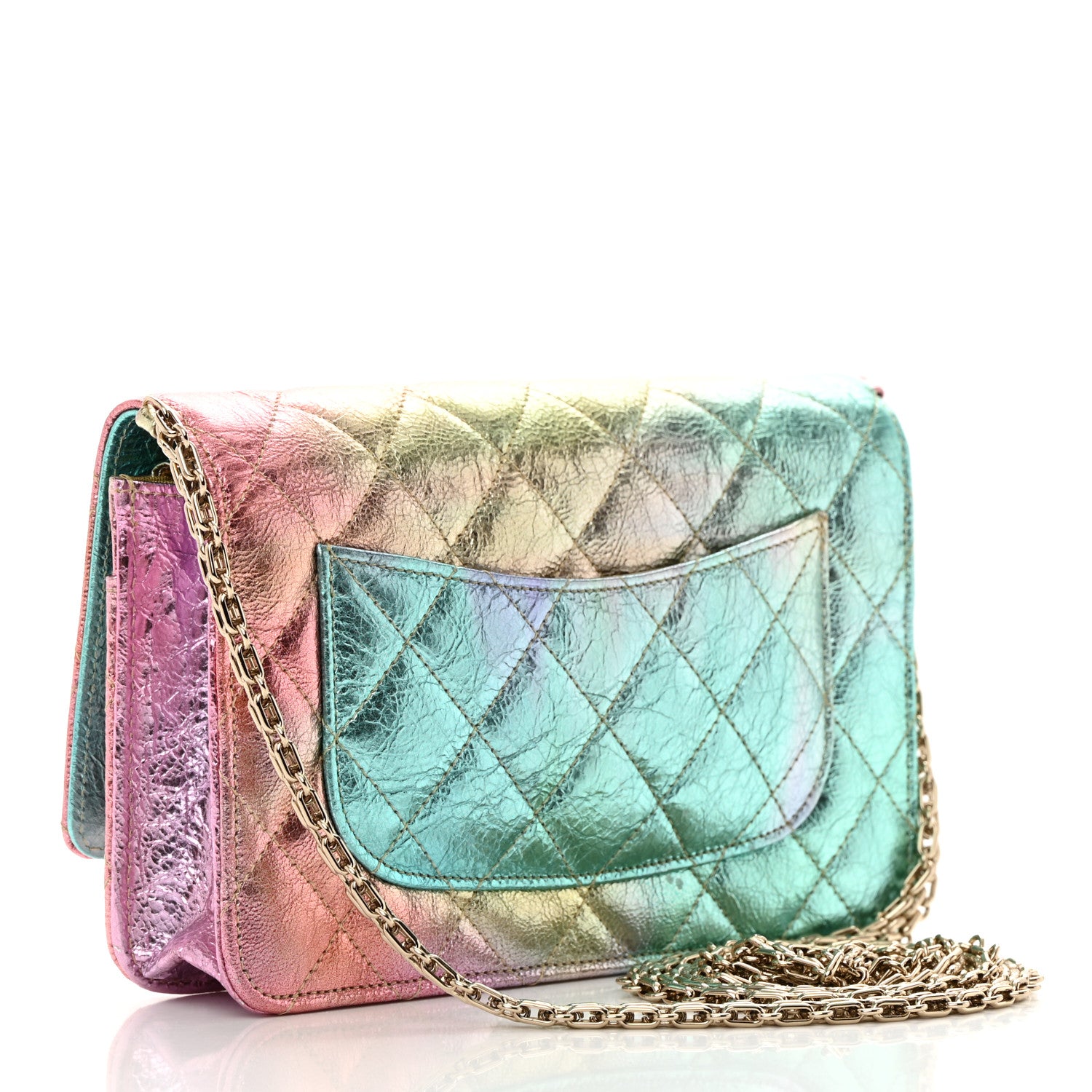 Chanel Metallic Goatskin Quilted 2.55 Reissue Wallet on Chain WOC Multicolor 3 of 15