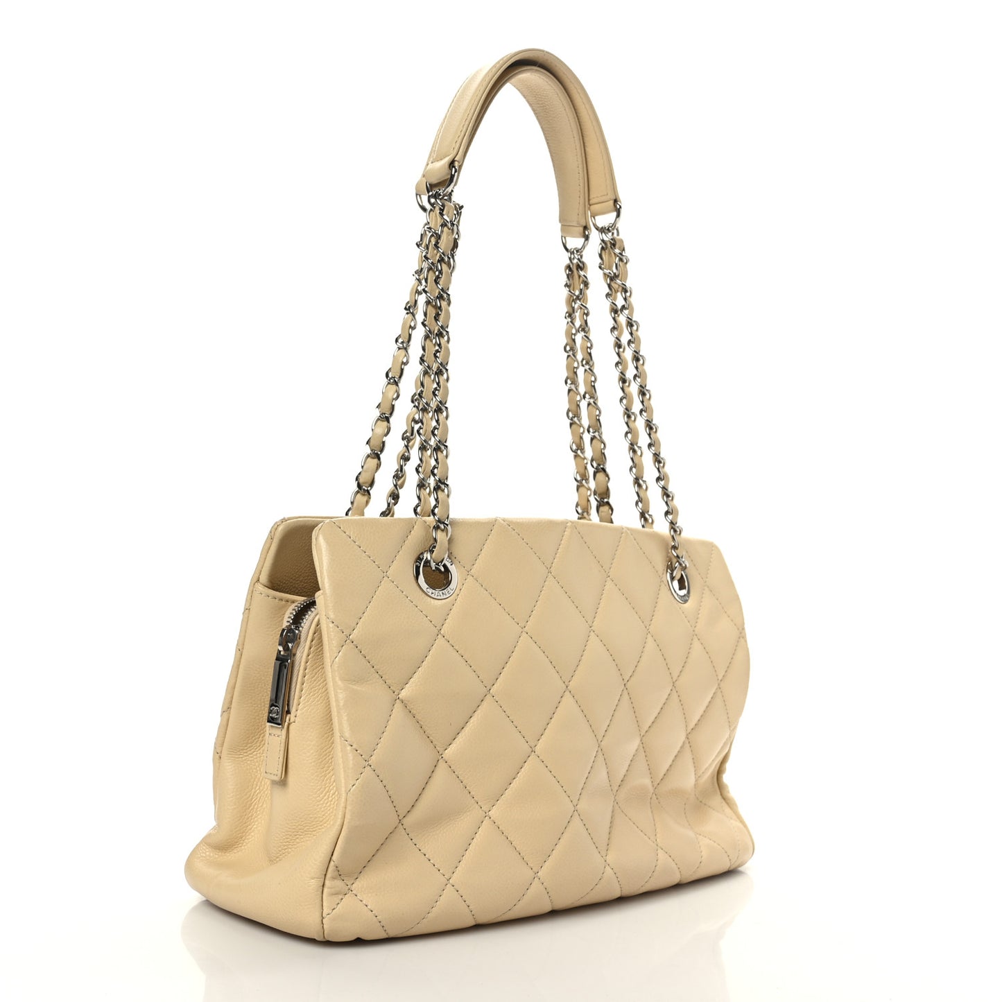 Caviar Quilted Timeless CC Shopping Tote Beige
