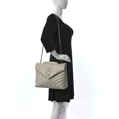 Saint Laurent Calfskin Y Quilted Monogram Medium Loulou Chain Satchel Ivory 2 of 9
