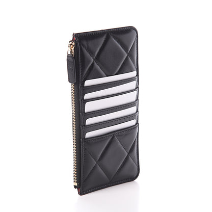 Chanel Goatskin Quilted 19 Flat Wallet Pouch Black 2 of 6