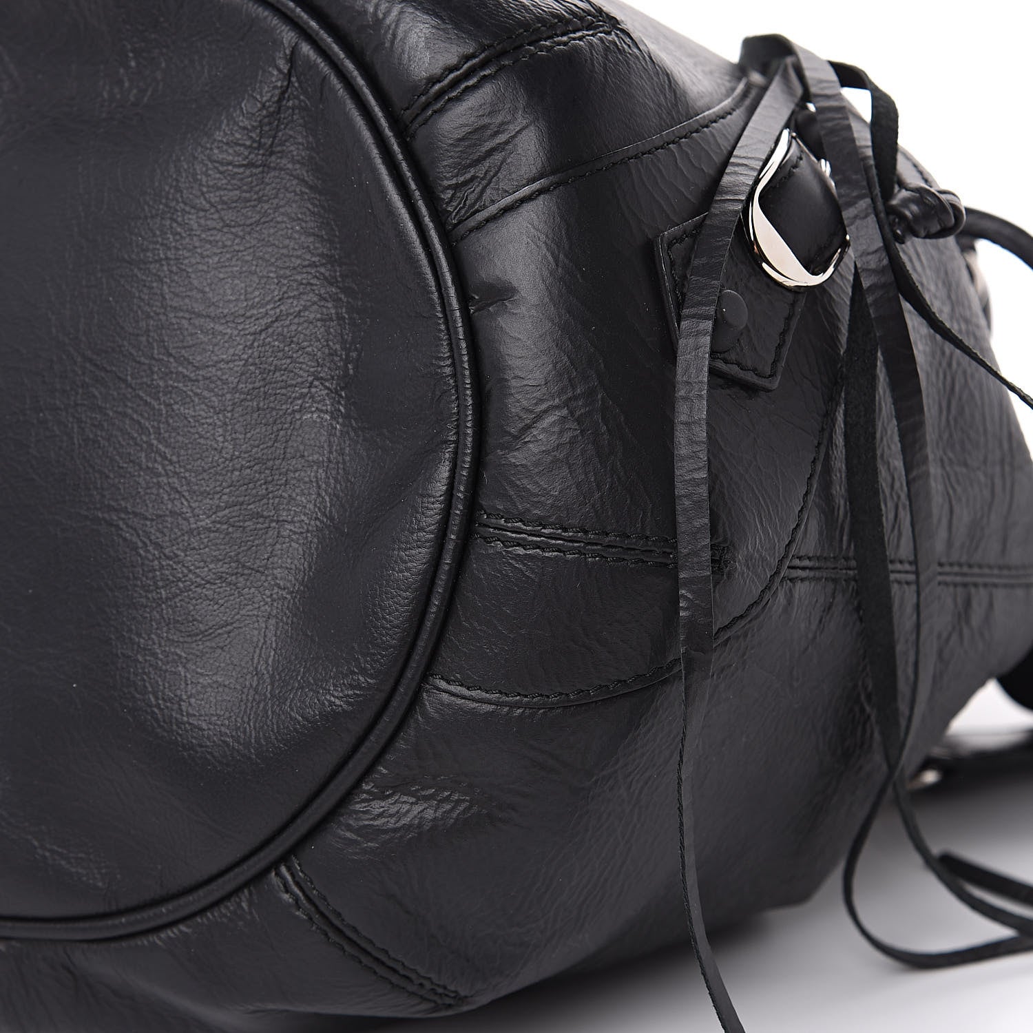 Balenciaga Matte Goatskin Rubber Covered Classic Hardware Mini Pompon Black 9 of 10