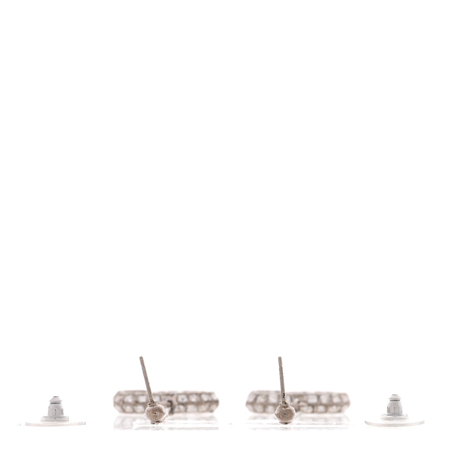 Chanel Baguette Crystal CC Drop Earrings Silver 3 of 5