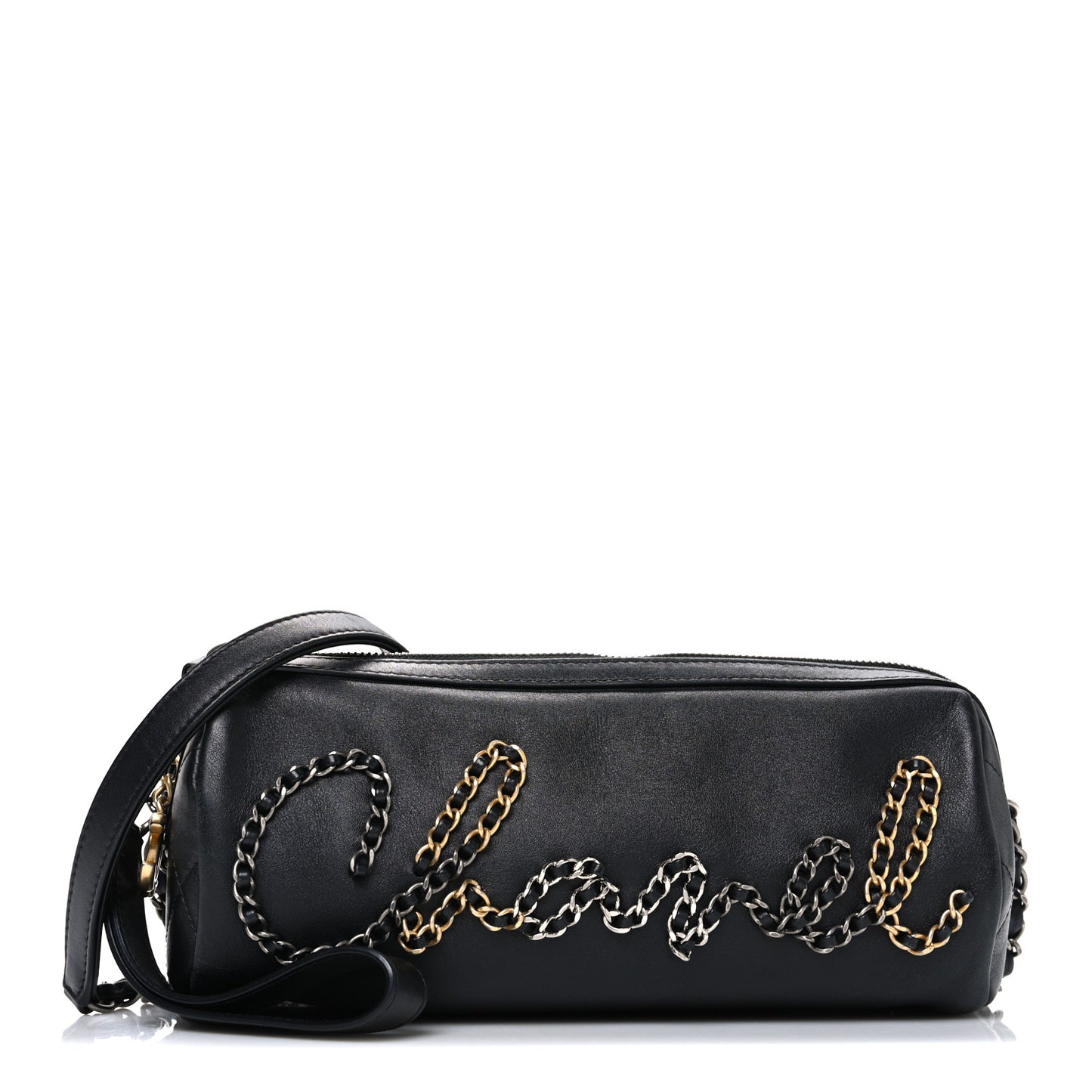 Calfskin Chain 20s Signature Bowling Bag Black