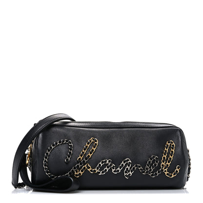 Chanel Calfskin Chain 20s Signature Bowling Bag Black 1 of 10