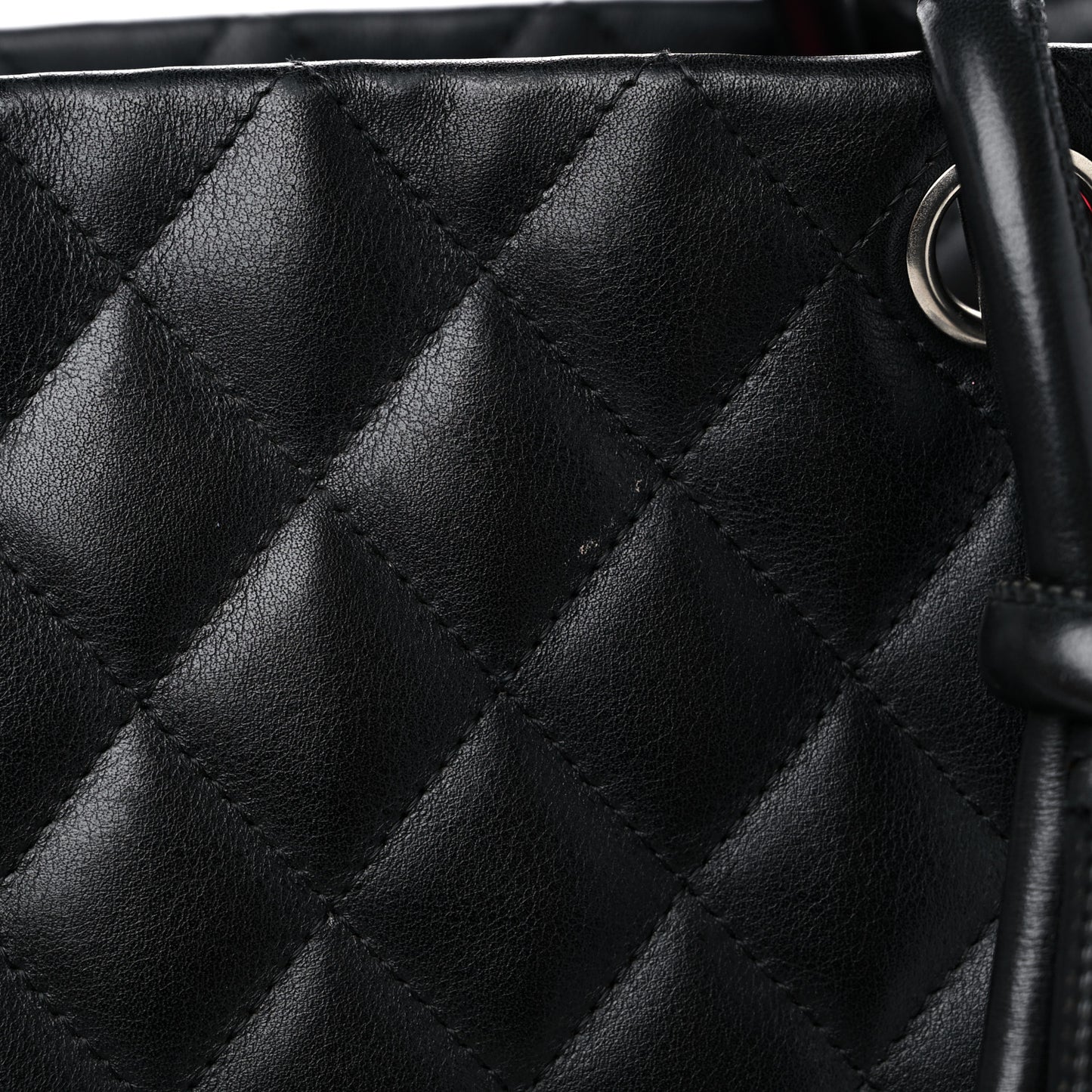 Calfskin Quilted Large Cambon Tote Black White