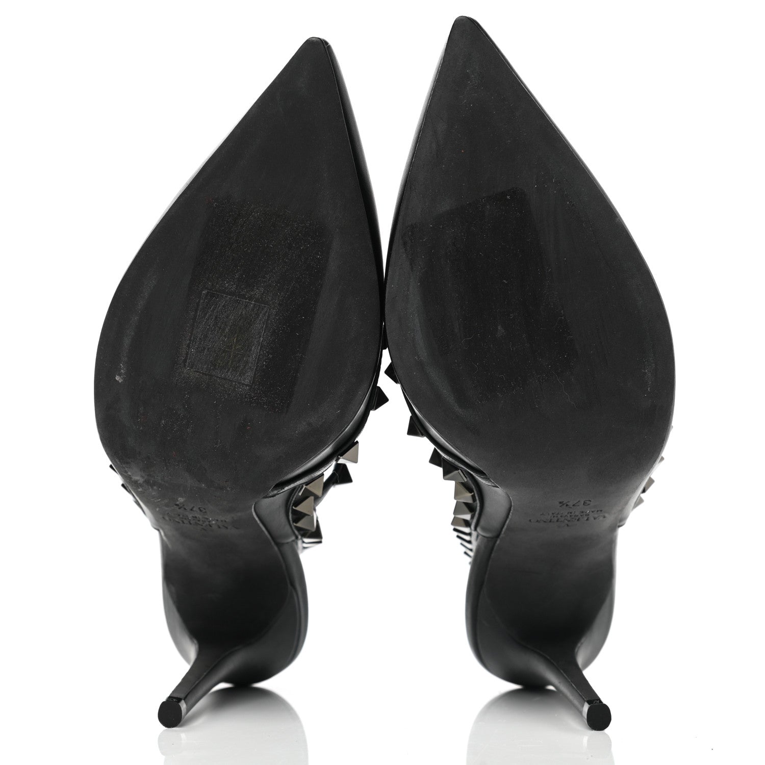 Valentino Garavani Calfskin Nappa Rockstud Ankle Strap 100mm Pumps 37.5 Black 5 of 9