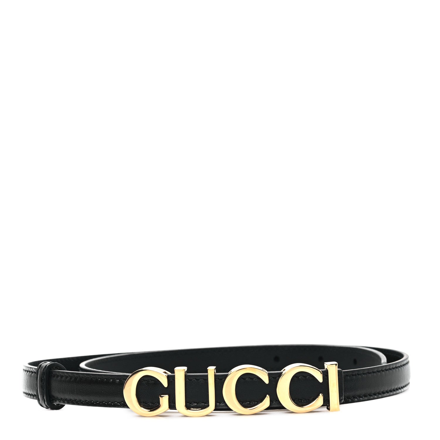 Gucci Plutone Calfskin Gucci Buckle 20mm Thin Belt 75 30 Black 1 of 5
