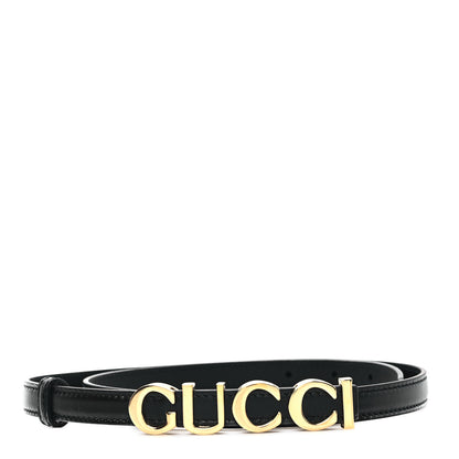 Gucci Plutone Calfskin Gucci Buckle 20mm Thin Belt 75 30 Black 1 of 5