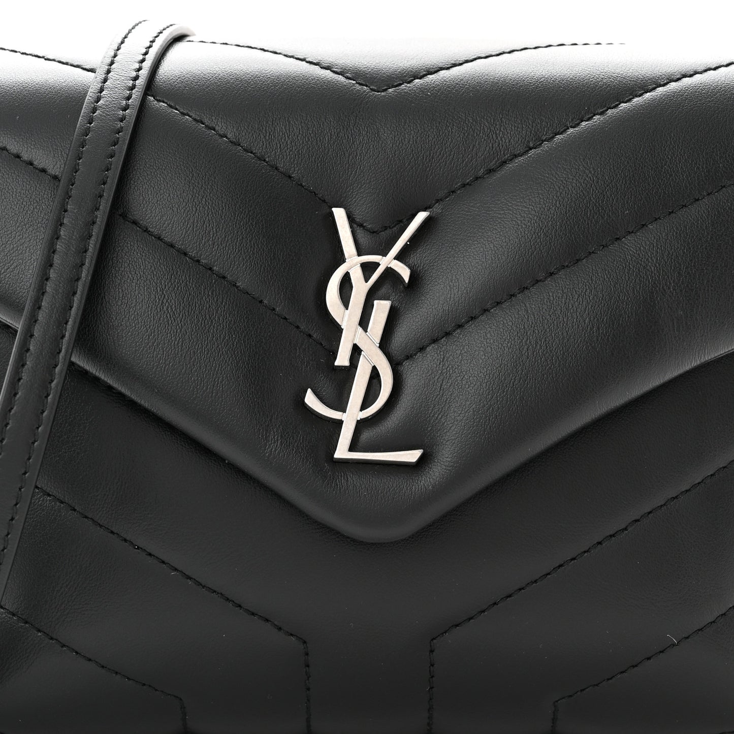Calfskin Y Quilted Monogram Toy Loulou Crossbody Bag Black