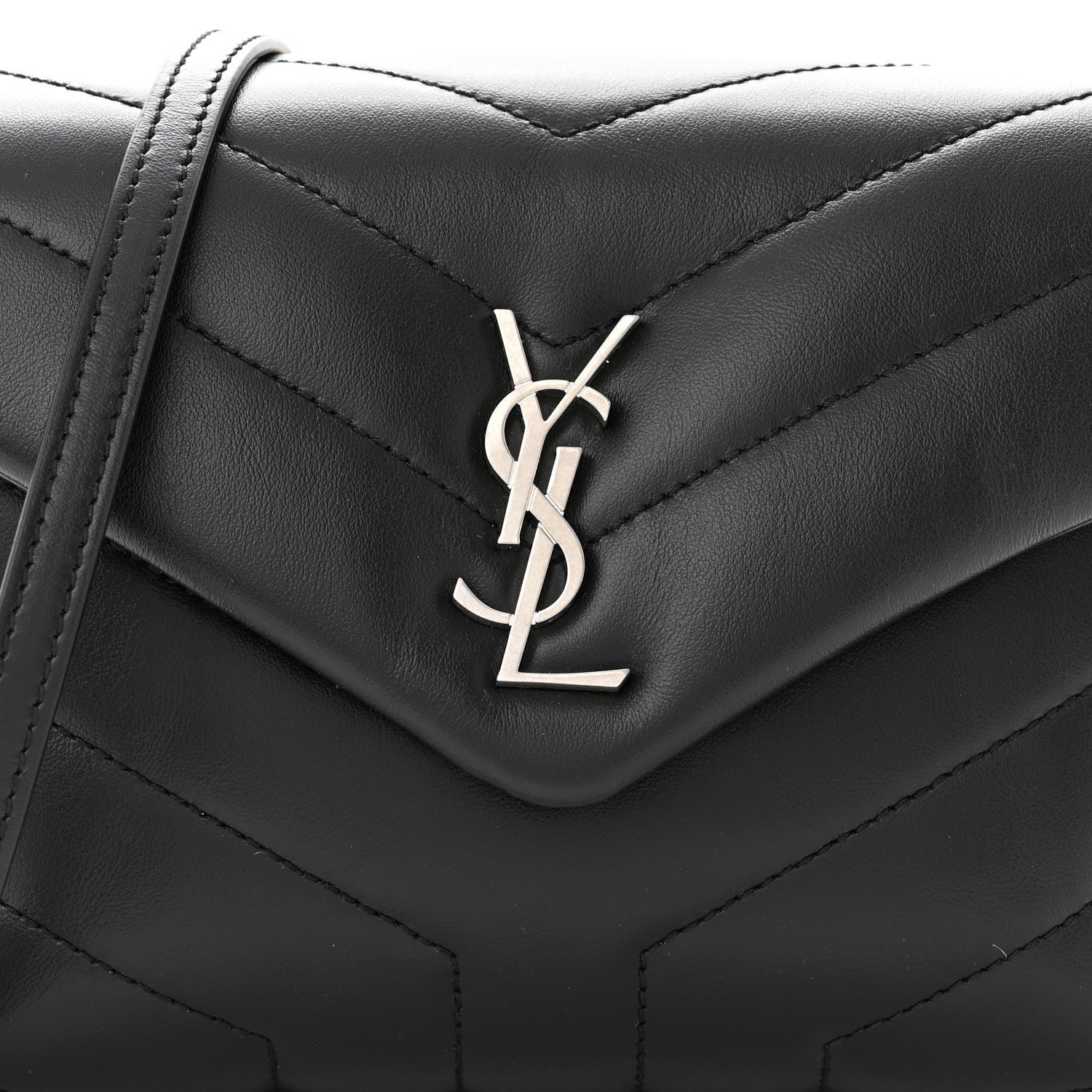 Saint Laurent Calfskin Y Quilted Monogram Toy Loulou Crossbody Bag Black 8 of 10