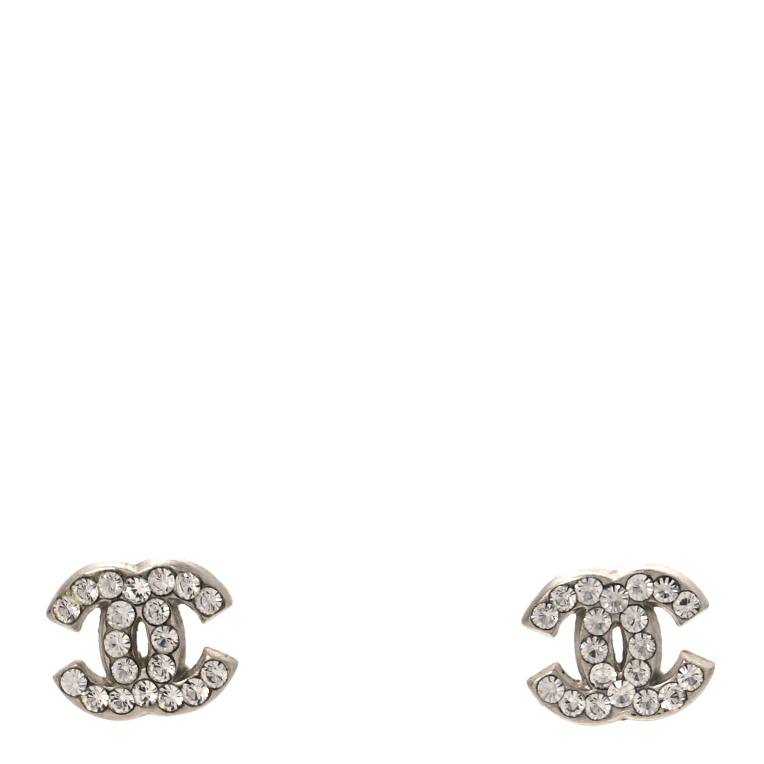 Chanel Crystal Mini Timeless CC Earrings Silver 1 of 5
