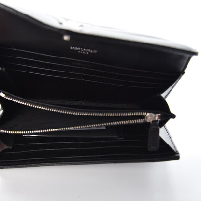 Saint Laurent Lambskin Y Quilted Monogram Large Loulou Flap Wallet Black 5 of 8