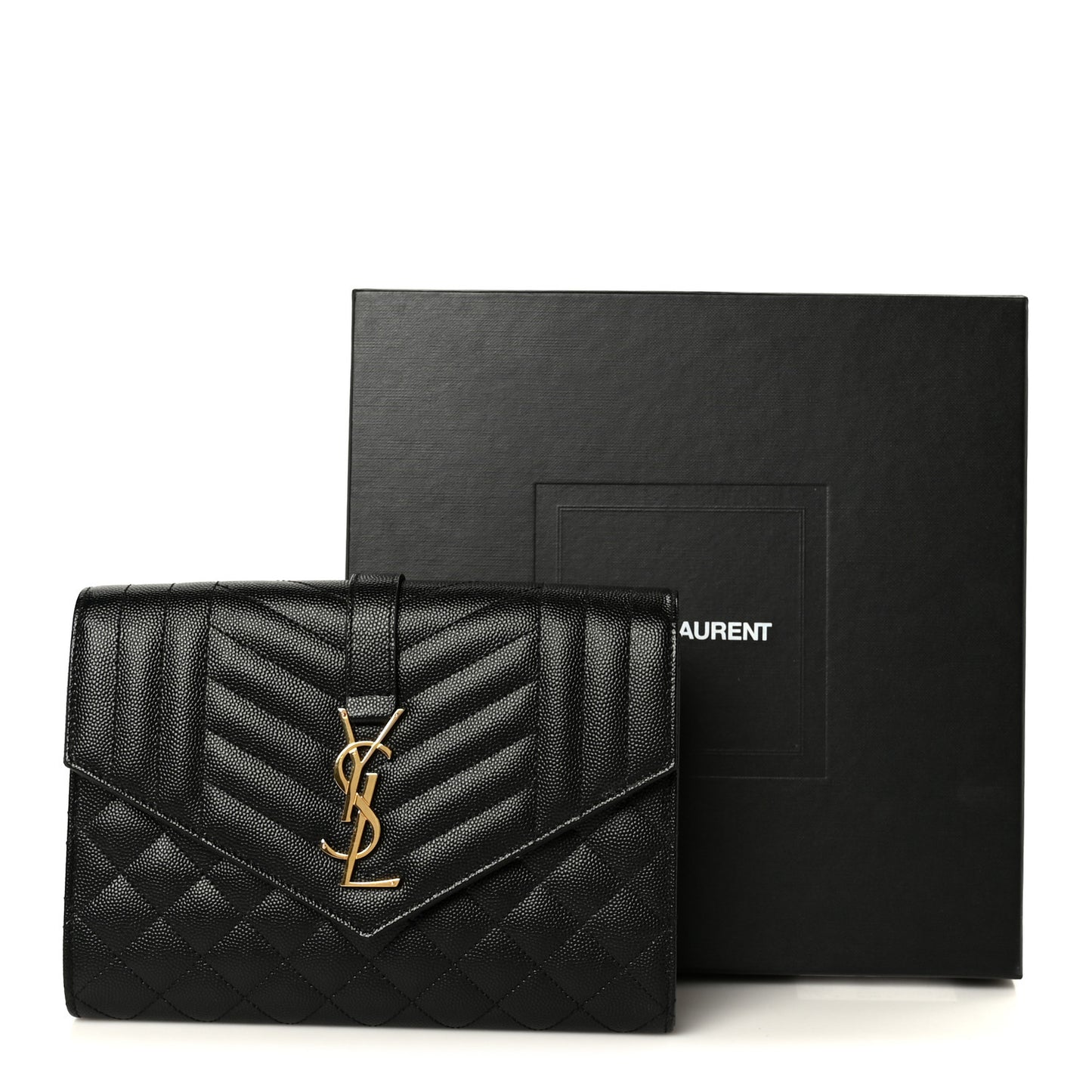 Grain De Poudre Textured Mixed Matelasse Triquilt Monogram Clutch Black