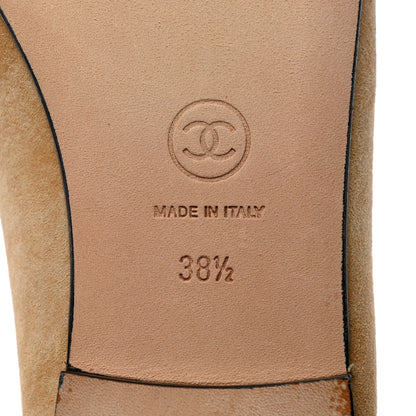 Chanel Suede Cap Toe CC Ballerina Flats 38.5 Beige Black 8 of 12