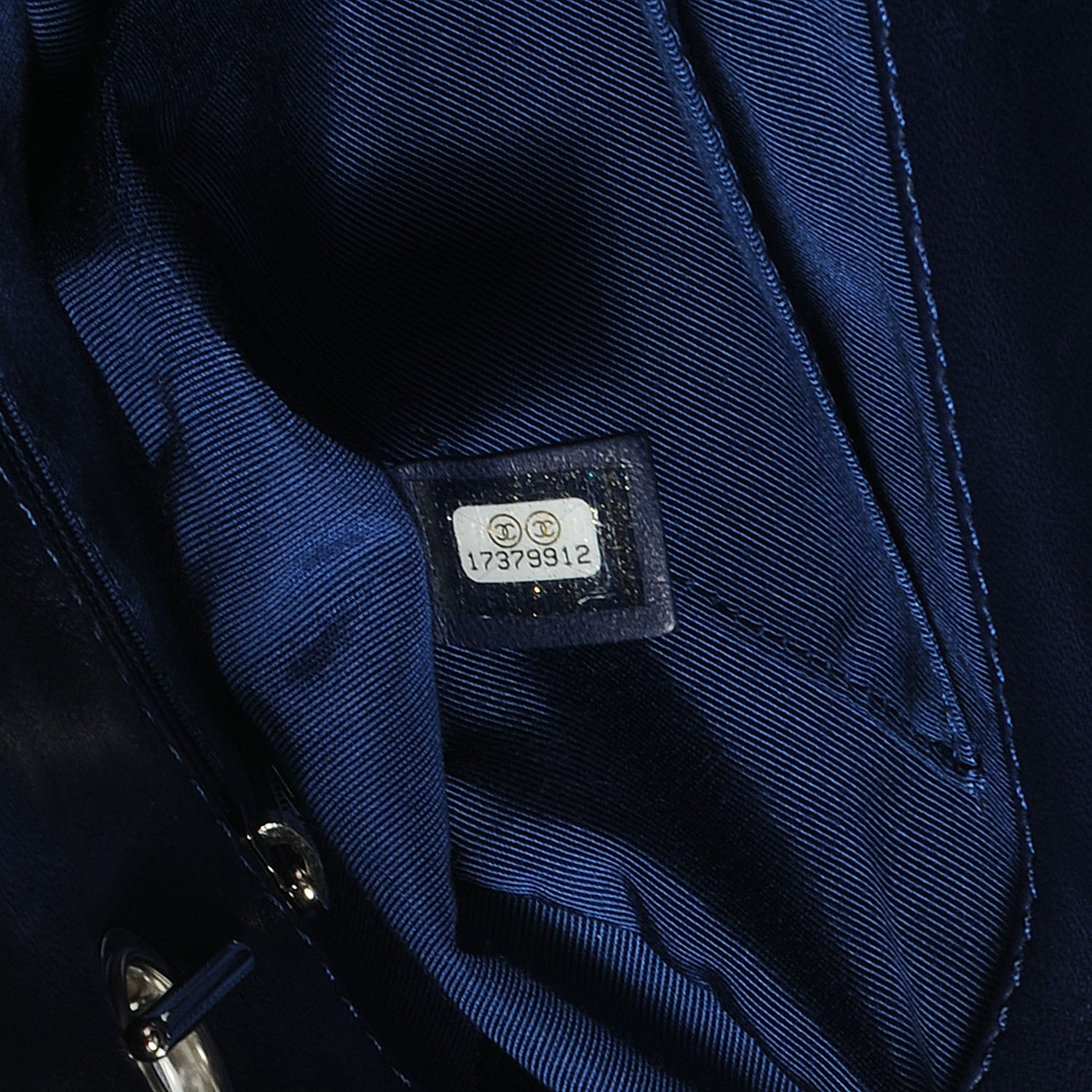 Chanel Lambskin Surpique Chevron Small Tote Dark Blue 15 of 15