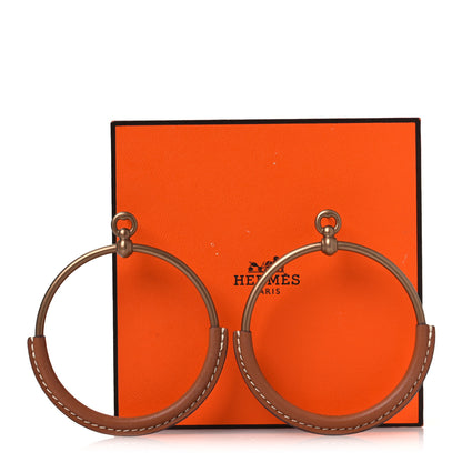 Hermes Barenia Loop Earrings GM Fauve 9 of 9