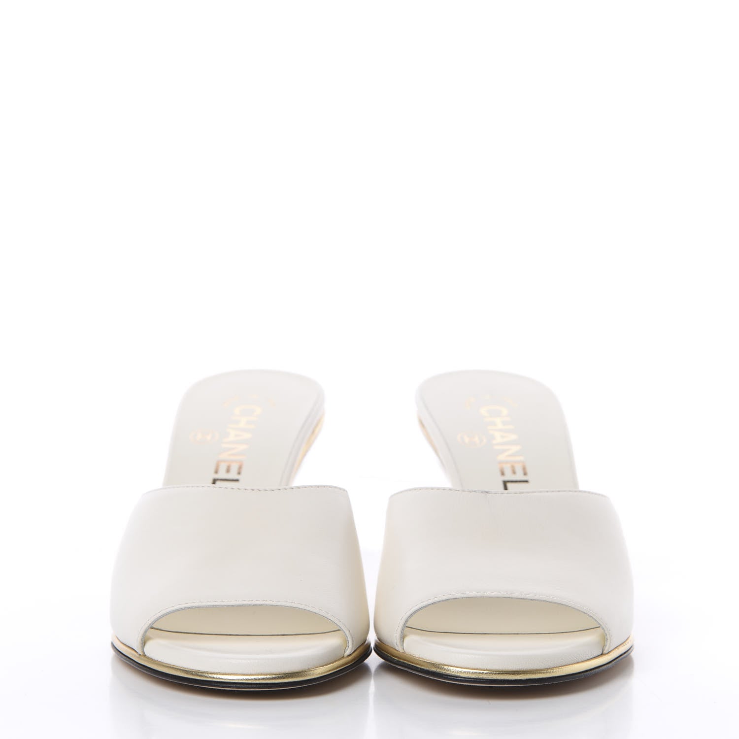 Chanel Lambskin CC Mules 35.5 Ivory 2 of 9