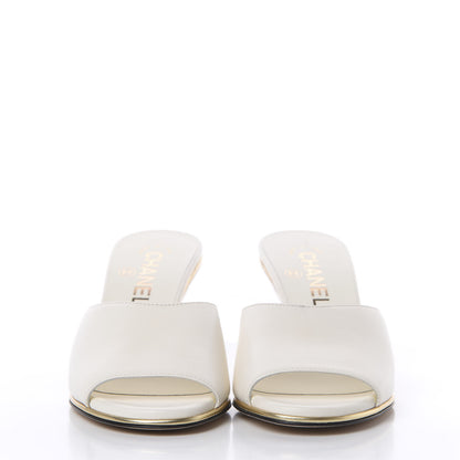 Chanel Lambskin CC Mules 35.5 Ivory 2 of 9