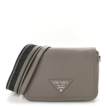 Prada Vitello Daino Soft Flap Crossbody Argilla 1 of 10
