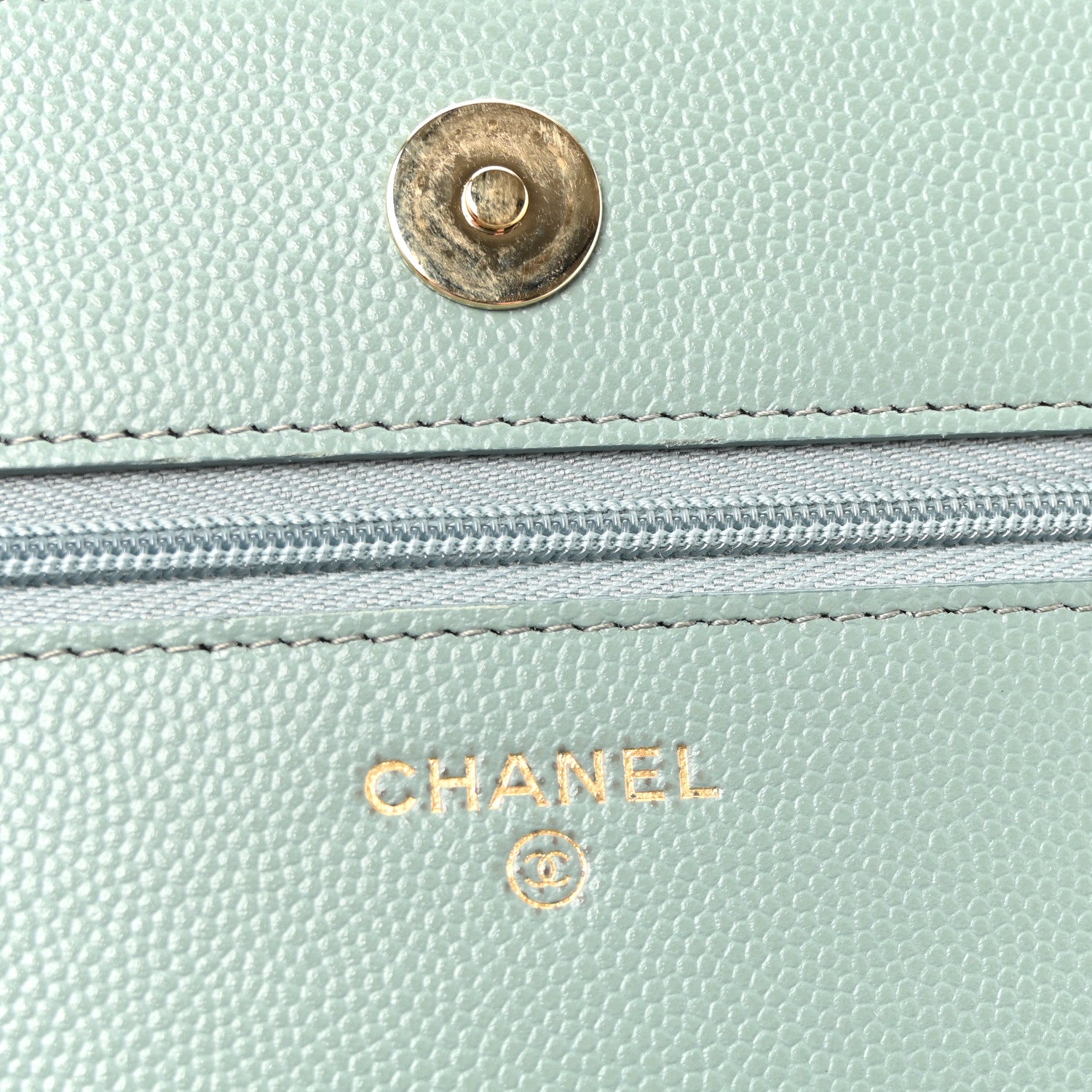 Chanel Caviar Quilted Wallet on Chain WOC Light Blue 6 of 11