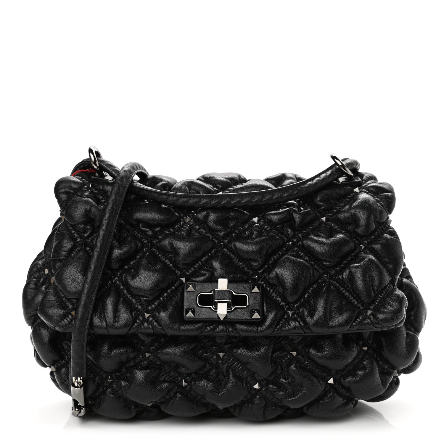 Valentino Garavani Nappa Medium Spikeme Shoulder Bag Black 1 of 9