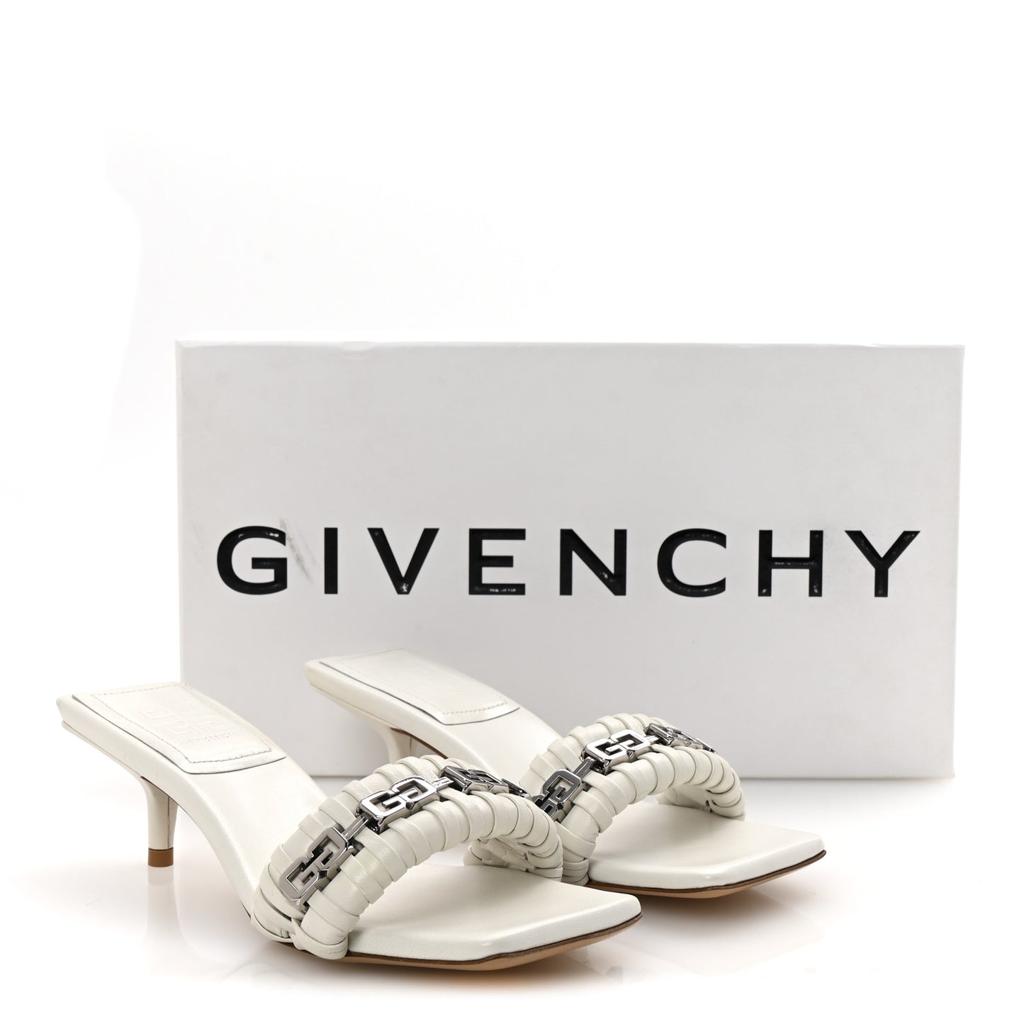 Nappa G Woven 50mm Mules 35 Ivory