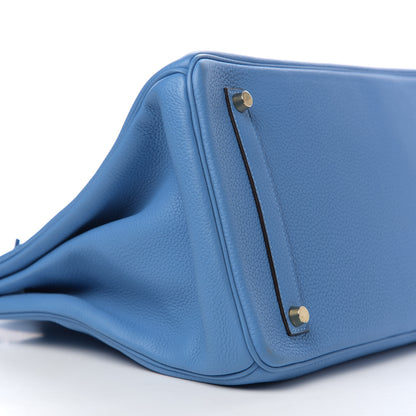 Hermes Taurillon Clemence Birkin 35 Bleu Paradis 8 of 9