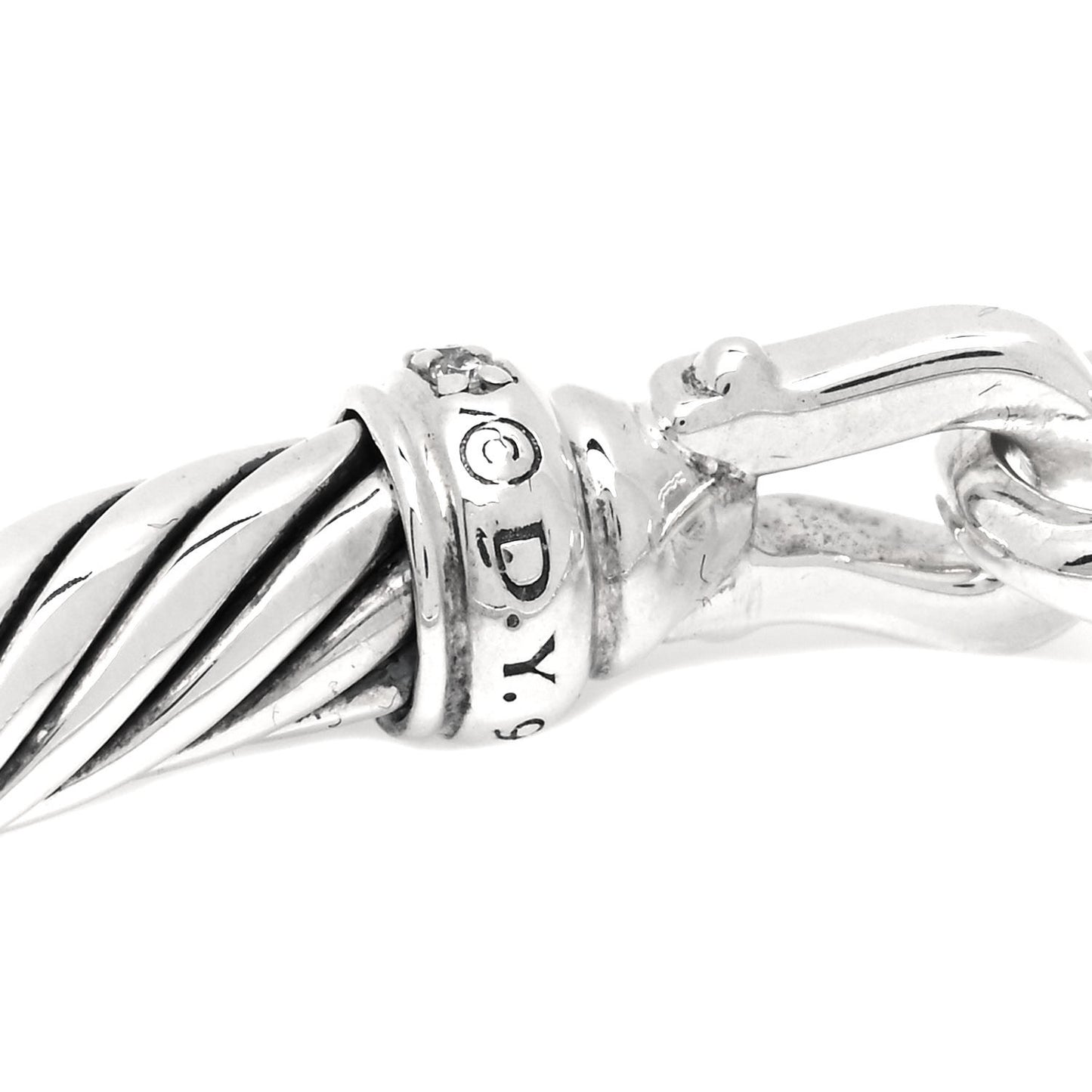 Sterling Silver Diamond 5mm Cable Buckle Bracelet