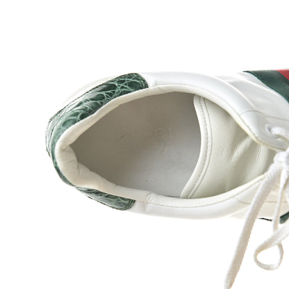 Gucci Calfskin Crocodile Web Mens Ace Sneakers 13 White Green 7 of 13
