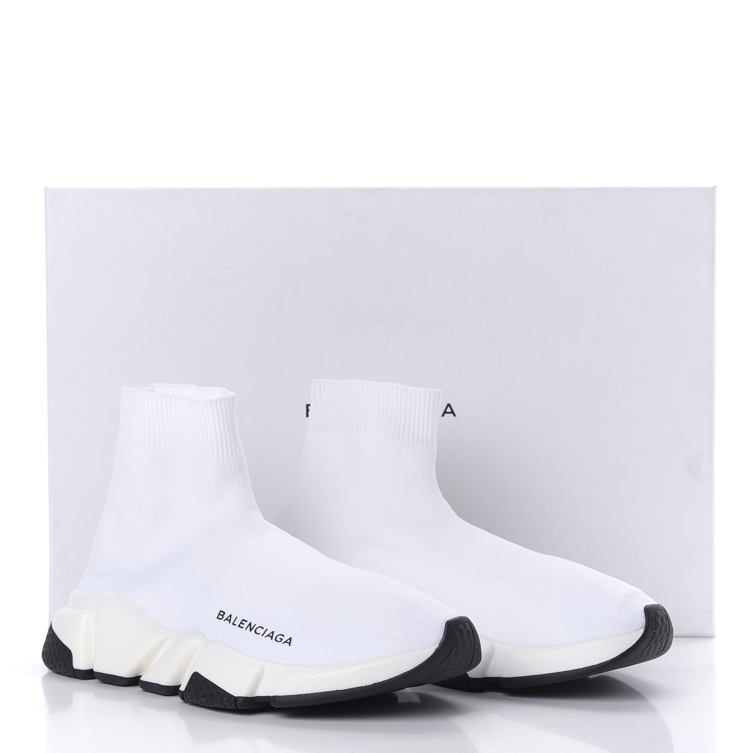 Balenciaga Neoprene Knit Womens Speed Sneakers 37 White Black 9 of 9
