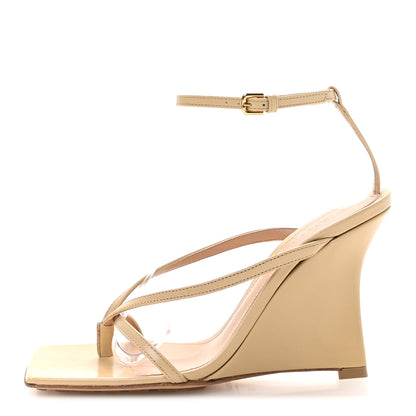 Bottega Veneta Lambskin Stretch Lounge Wedge Sandals 35 Cane Sugar 1 of 8
