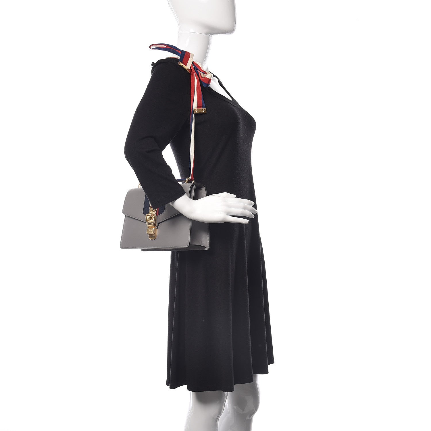 Gucci Calfskin Small Sylvie Shoulder Bag Deep Grey 2 of 9