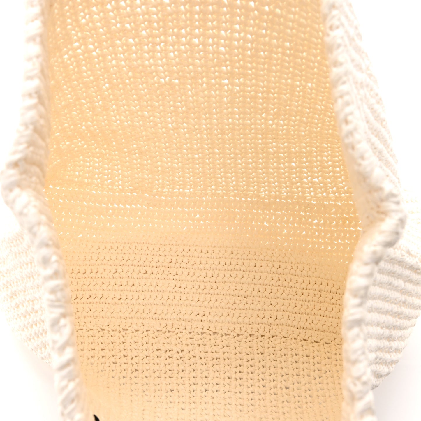 Yarn Raffia Effect Crochet Embroidered Large Logo Tote White