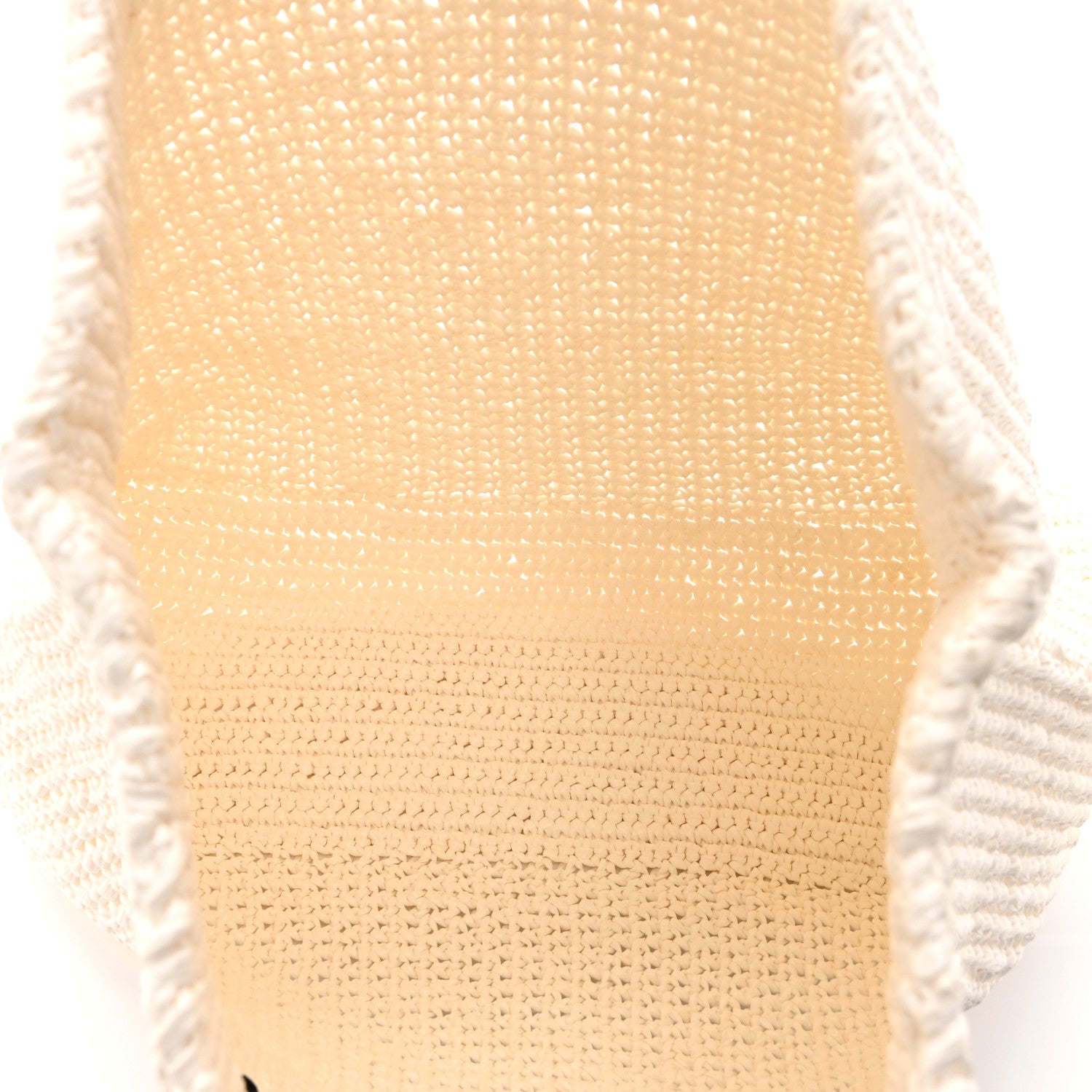Prada Yarn Raffia Effect Crochet Embroidered Large Logo Tote White 5 of 10