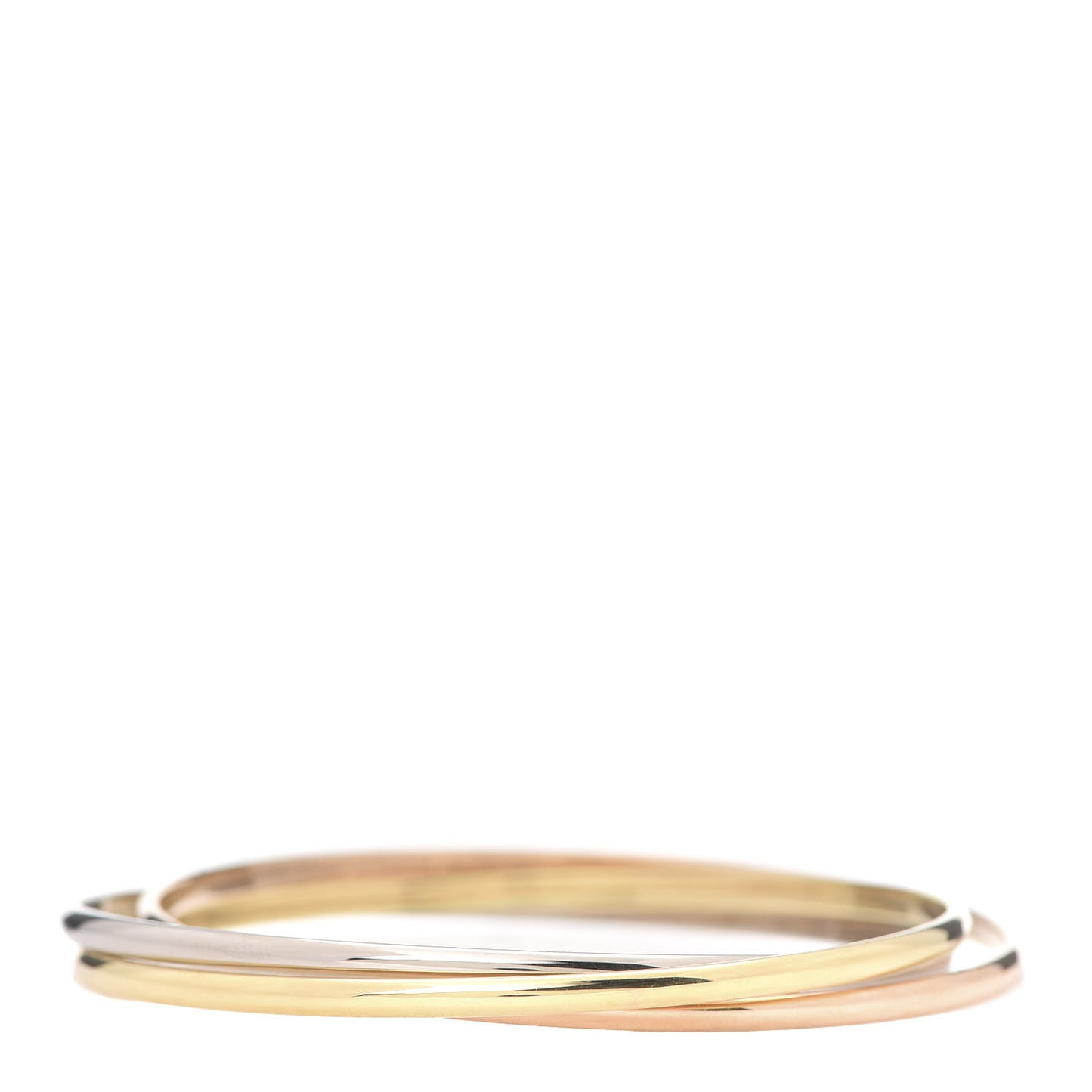 18K Pink Yellow White Gold Trinity Bangle Bracelet 17