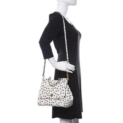 Dolce & Gabbana Vitello Polka Dot Medium Miss Sicily Satchel White 2 of 9