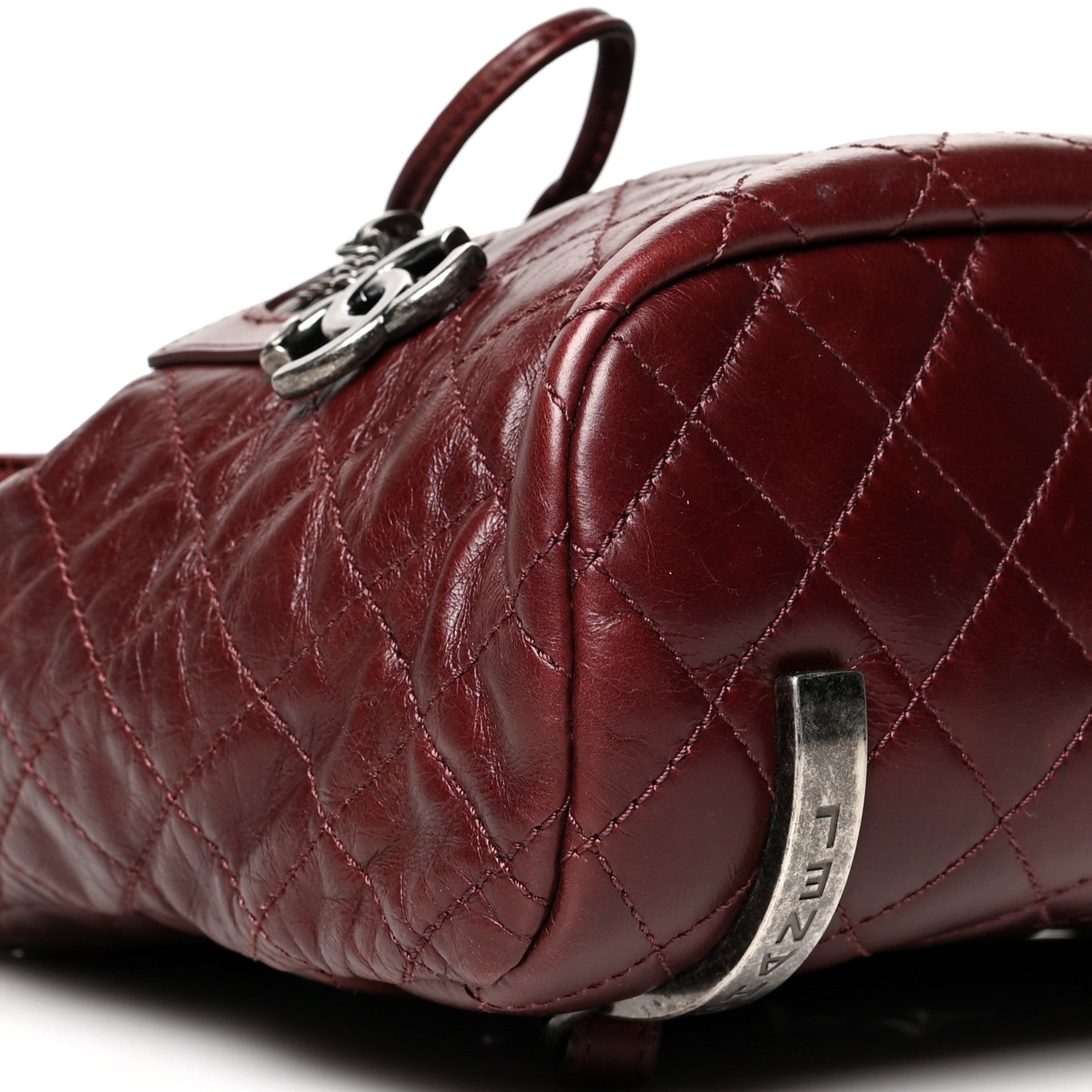 Chanel Glazed Calfskin Quilted Small Salzburg Mountain Backpack Burgundy 8 of 9