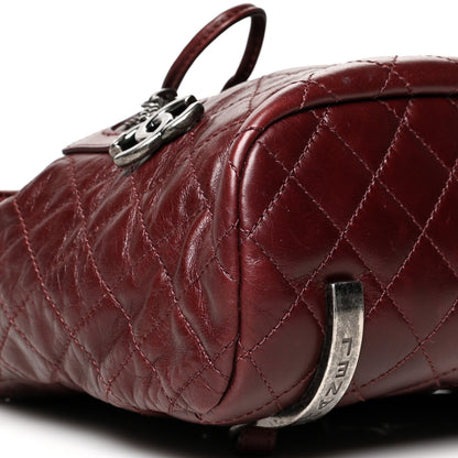 Chanel Glazed Calfskin Quilted Small Salzburg Mountain Backpack Burgundy 8 of 9