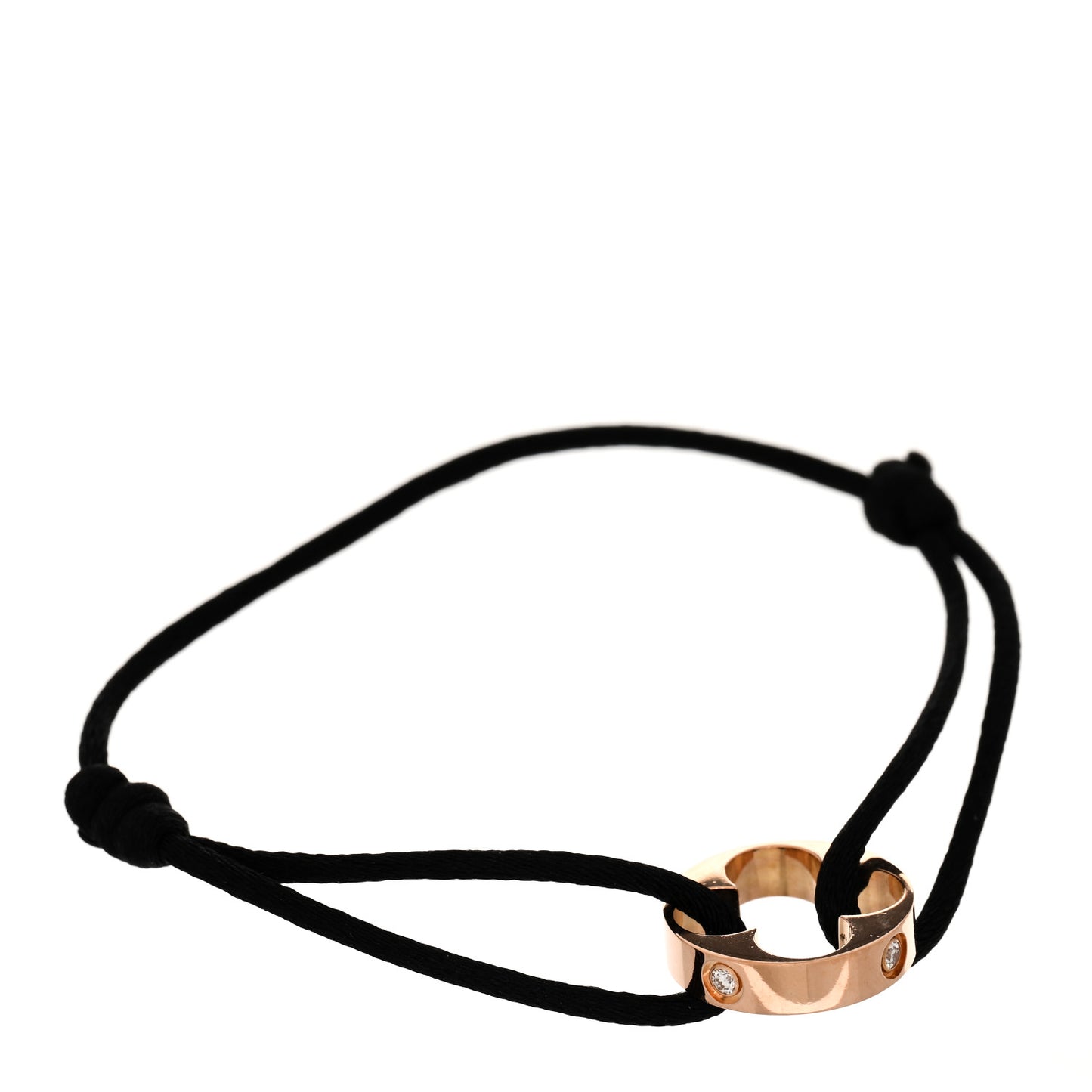 18K Pink Gold Diamond Idylle Blossom Sun Cord Bracelet Black