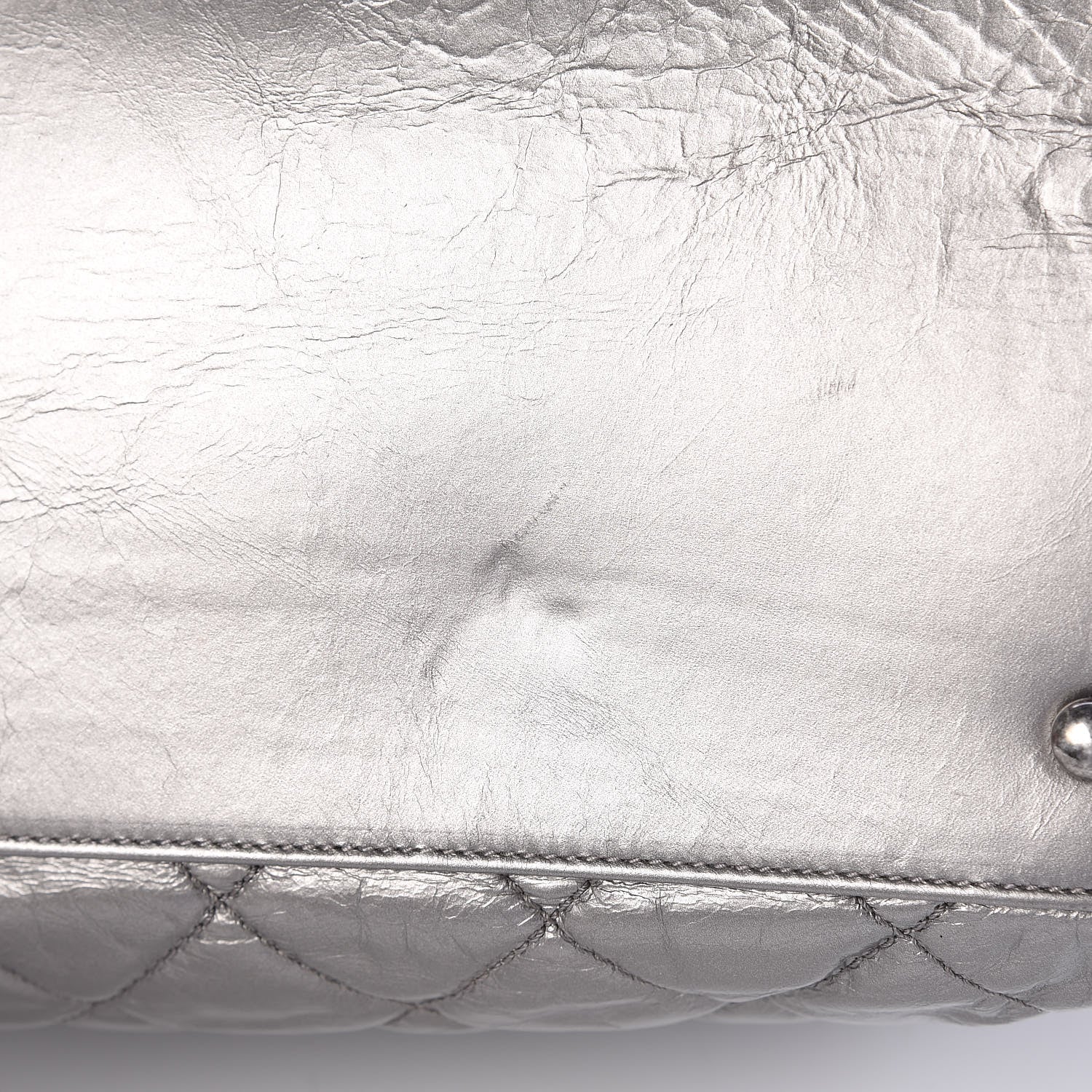 Chanel Metallic Aged Calfskin Quilted Small Chain Me Tote Silver 10 of 10